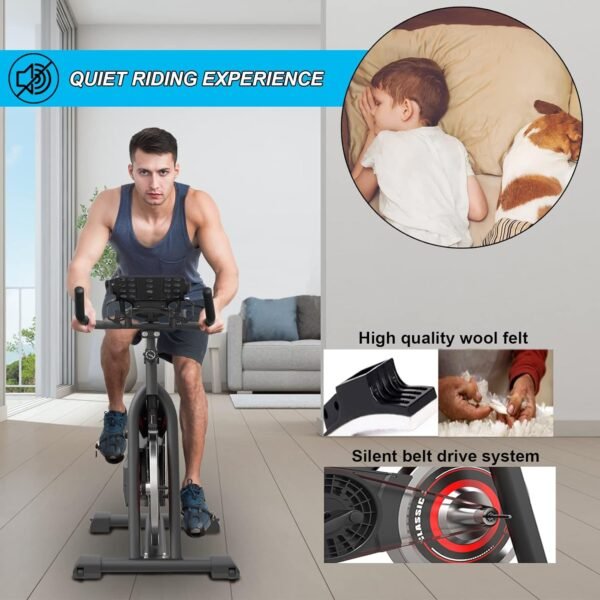Exercise Bikes Stationary,Exercise Bike for Home Indoor Cycling Bike for Home Cardio Gym,Workout Bike with Ipad Mount & LCD Monitor,Silent Belt Drive - Image 6
