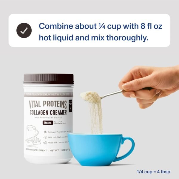 Vital Proteins Collagen Coffee Creamer, Coconut Milk based & Low Sugar Powder with Collagen Peptides Supplement - Supporting Healthy Hair, Skin, Nails with Energy-Boosting MCTs - Mocha 11.2oz - Image 4