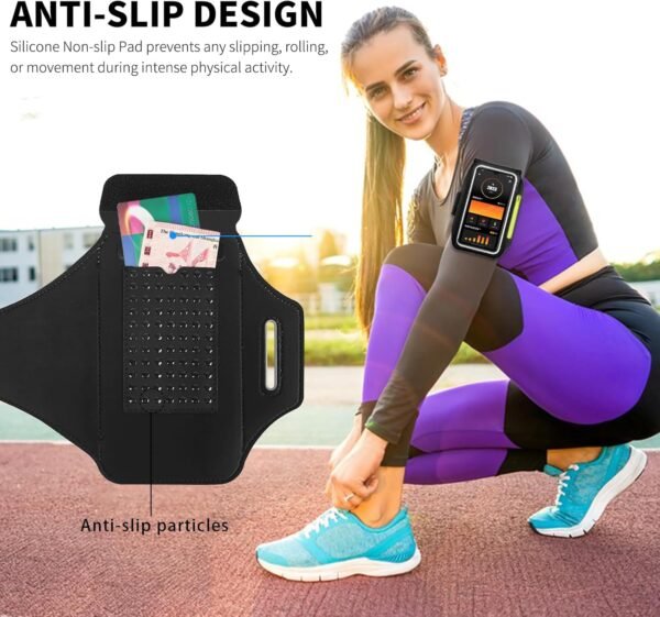 Running Armband with Earphone Bag Cell Phone Armband for iPhone 16 15 Pro 14 Plus 13 11 XR XS, Galaxy S24/S10 Water Resistant Sports Phone Holder Case & Zipper Slot Car Key Holder for 6.7 inch Phone - Image 8