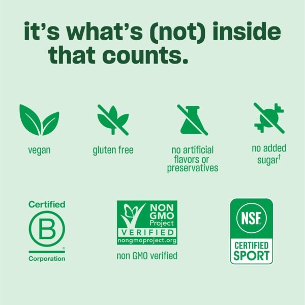 Vega Premium Sport Protein Chocolate Protein Powder, Vegan, Non GMO, Gluten Free Plant Based Protein Powder Drink Mix, NSF Certified for Sport, 29.5 oz - Image 7