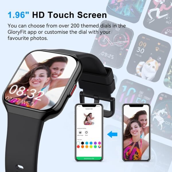 Smart Watch, 1.96" HD Smartwatches for Men Women, (Answer/Make Calls), IP68 Waterproof Fitness Watch, Heart Rate/Sleep/SpO2 Monitor, Fitness Tracker with 113+ Sport Modes, for iOS/Android (Black) - Image 10
