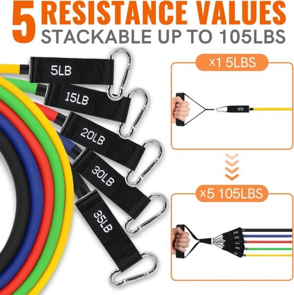 Aihoye Resistance Bands for Working Out Exercise Bands Resistance Bands Set Fitness Bands Stretch Bands for Exercise Band Workout Bands Resistance Band Door Anchors Work Out Bands for Exercise - Image 3