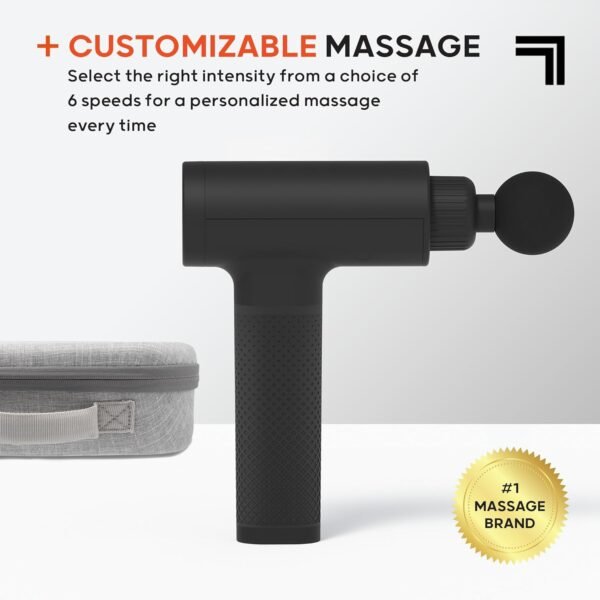 Sharper Image Powerboost Massage Gun Version 3.0-5 Attachments, Quiet Motor, Ergonomic, 6-Speed Lightweight Percussion Massager, Deep Tissue Full Body Muscle Recovery for Pain - Black [Exclusive] - Image 5