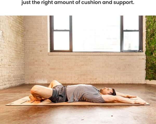 Luxury Cork Yoga Mat - Non Slip, Extra Thick Grip. Thicker, Longer, and Wider for More Comfort and Support. Tough Enough For Hot Yoga. Natural, Non Toxic, and Eco Friendly. Optional Alignment Lines. - Image 7