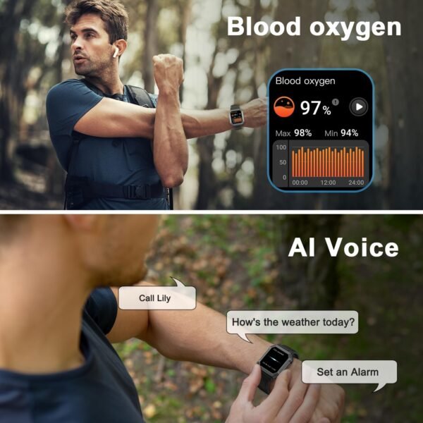 Smart Watch for Men Fitness Tracker: Military Smart Watches for Men Digital Mens Watches Make/Answer Call Running Waterproof Smartwatch Android Phones iPhone Samsung Compatible Heart Rate Monitor - Image 8