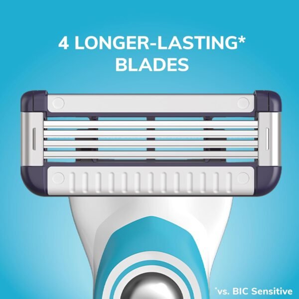 BIC EasyRinse Sensitive Anti-Clogging, Refillable Men's Razors With 4 Blades, 1 Handle and 9 Refill Razor Cartridges Razor Kit - Image 6