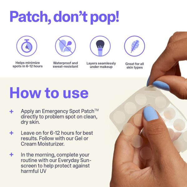 Curology Emergency Spot Pimple Patches for Face, Hydrocolloid Pimple Patches Fast-Acting Support, Spot Concealing and Oil Absorbing, 40 Count - Image 4