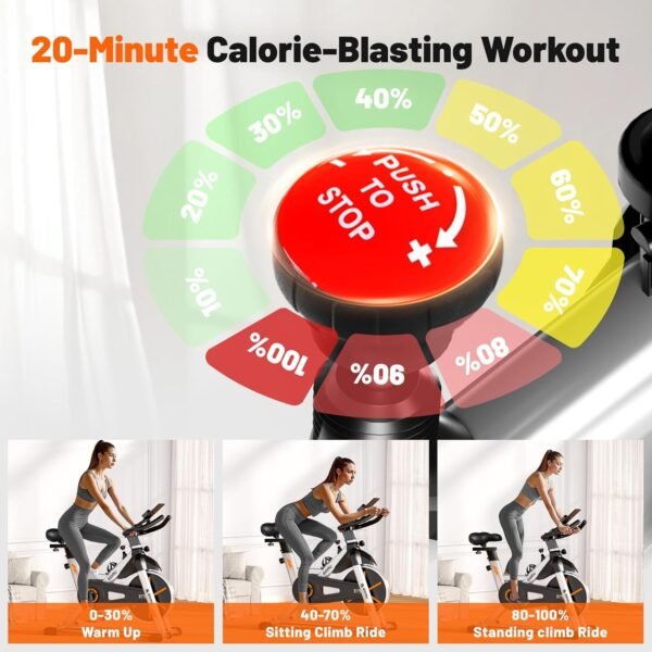 Stationary Exercise Bike, Indoor Cycling Bike, 7-Way Adjustable Seat for Cycling Cardio workout at Home, Heavy-Duty Steel Frame with Tablet Mount & LCD Monitor, 1 Second Quick Brake Stop - Image 3