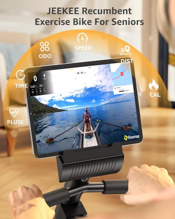 JEEKEE Recumbent Exercise Bike for Adults Seniors - Indoor Magnetic Cycling Fitness Equipment for Home Workout Black - Image 8