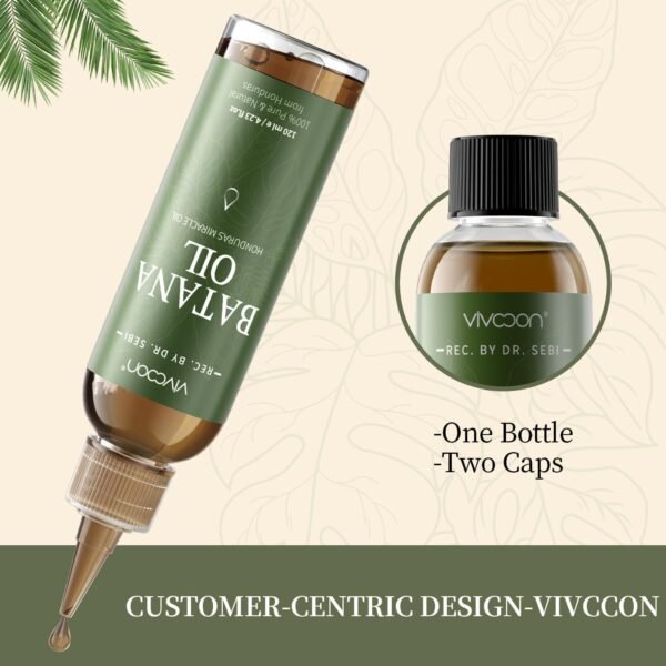 Batana Oil for Hair Growth, 100% Pure & Natural Raw Batana Oil, Dr. Sebi Organic Oil from Honduras, Care for Hair Thickness & Scalp & Skin, 4.23 fl oz, 1 Bottle with 2 Caps - Image 5