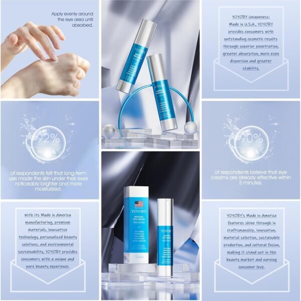 Retinol Under Eye Cream - Anti Aging Eye Cream for Dark Circles and Puffiness, Eye Bags, Wrinkles Fine Lines Skin Care Treatment Moisturizes (0.67 Fl Oz) - Image 8