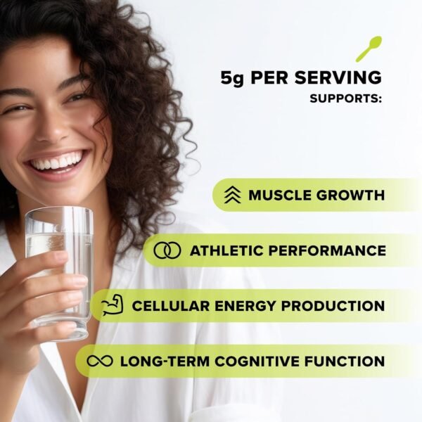 Complement Creatine Monohydrate Micronized Powder for Women and Men (5g, 60 Servings) Pre Workout, Post Workout, Muscle Recovery, Brain Health, Longevity- Vegan, Unflavored - Image 4