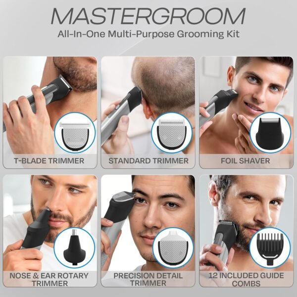 HUMMINGBIRD MK9 MasterGroom All-in-One Trimmer – 21-Piece Men's Grooming Kit for Beard, Head, Hair, Body, and Face, Waterproof, Stainless Steel, USB C Rechargeable, LED Display - Image 3