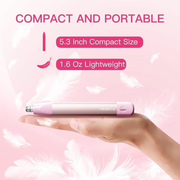 Nose Hair Trimmer for Women 2in1 Facial Hair Removal Trimmer - Metal Body, Rechargeable, Waterproof, Portable - Nose, Ear, Eyebrow, Peach-Fuzz, Lips, Chin FT2001 (Pink) - Image 8