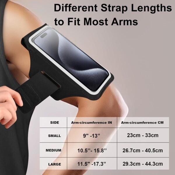 Running Armband with Earphone Bag Cell Phone Armband for iPhone 16 15 Pro 14 Plus 13 11 XR XS, Galaxy S24/S10 Water Resistant Sports Phone Holder Case & Zipper Slot Car Key Holder for 6.7 inch Phone - Image 7