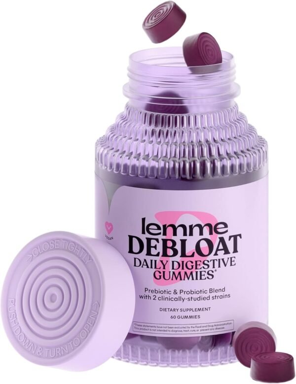 Lemme Debloat - Digestive & Gut Health Gummies with 2 Clinically Studied Probiotics & Prebiotic, 3 Billion CFUs - Vegan, Gluten Free, Non GMO, BlackBerry Flavor (60 Count) - Image 2