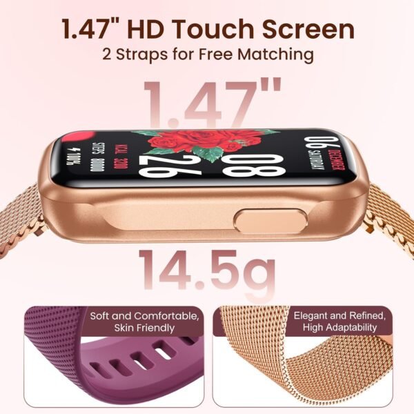 Fitness Tracker Smart Watch for Women: Health Activity Trackers with Heart Rate Blood Oxygen Sleep Monitor Step Counter Sport 1.47" Touchscreen IP68 Waterproof Smartwatch Compatible Android iOS - Image 3