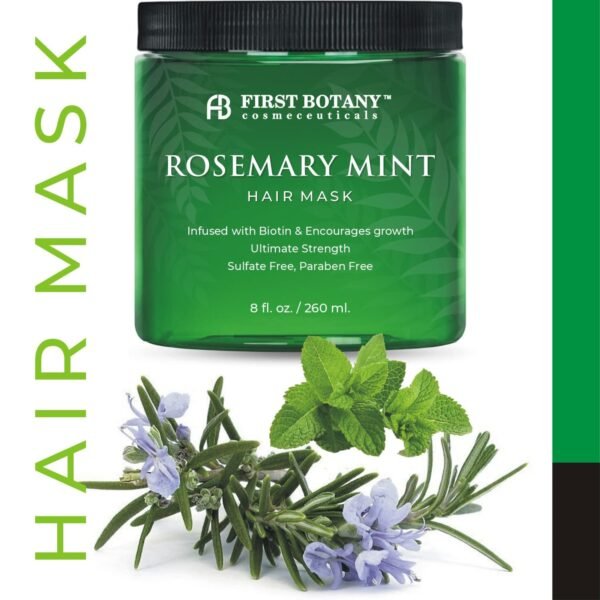 First Botany, Rosemary Mint Biotin Mask - Restorative Deep Conditioning moisturizer w/rosemary oil, for Dry Damaged Hair and growth, Sulfate Free treatment & hair care 8 oz - Image 4