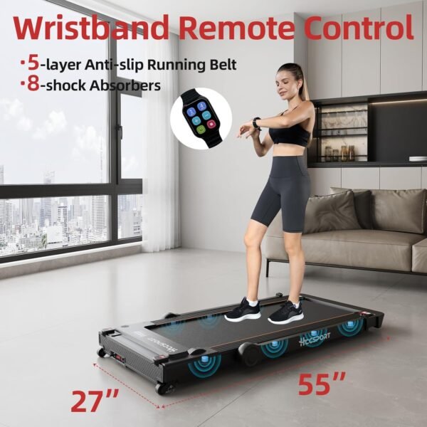 Treadmill with Incline, 3 in 1 Under Desk Treadmill Walking Pad with Removable Desk Workstation 3.5HP Foldable Compact Walking Treadmill for Home Small Office with Wristband Remote Control - Image 6