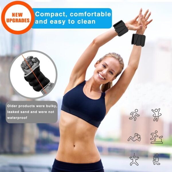 Wrist Weights Set of 2(1LB Each),Ankle Weights for Women men,Adjustable Weighted Bracelet,Wearable arm and leg Weighted Bangles,for Yoga,Pilates,Walking,Strength Training,Gym Workouts,Running - Image 5