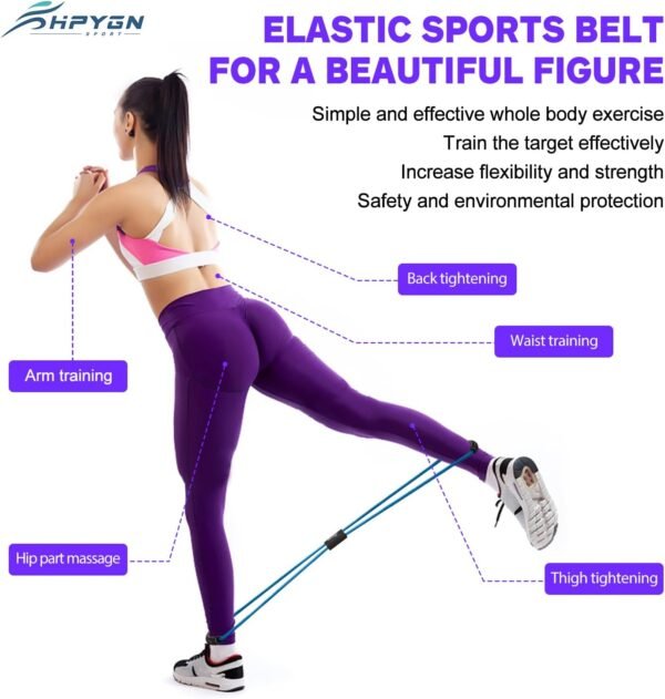 Resistance Bands, Figure 8 Exercise Bands for Women Men, 8 Shaped Resistance Bands for Arms, Chest Expander, Yoga Gym Fitness Pulling Rope 8 Word Elastic for Exercise Muscle Training Tubing - Image 3