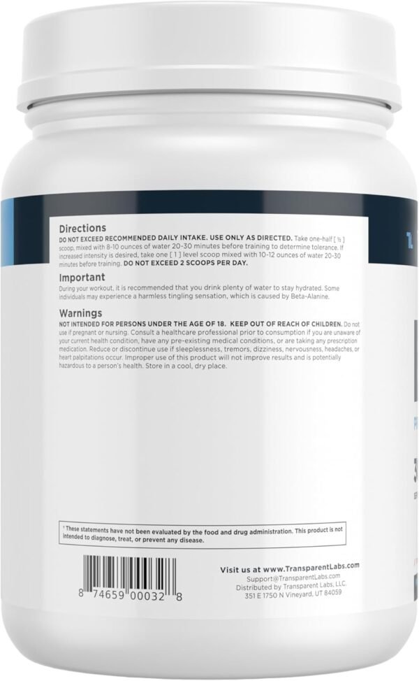 Transparent Labs Bulk Pre Workout Powder - Naturally Sweetened Advanced Pre-Workout Formula for Muscle Building and Strength - 30 Servings, Strawberry Kiwi - Image 9