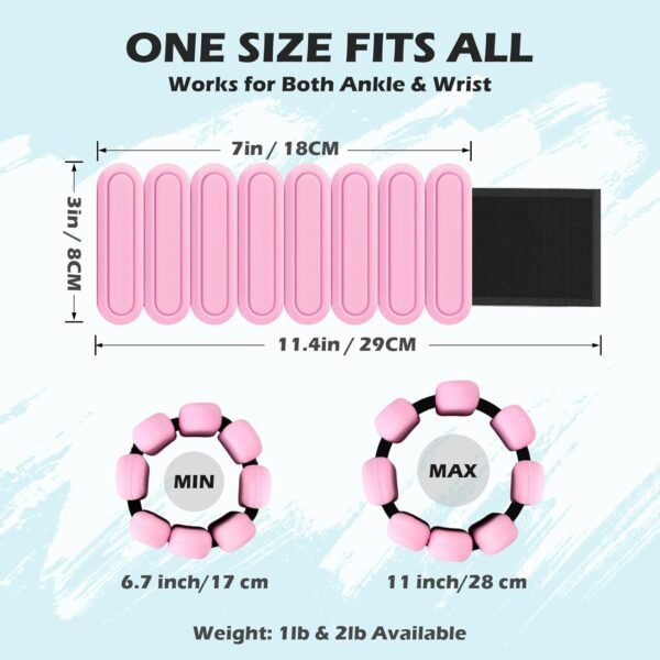Jueachy Wrist-Ankle-Weights for Women: Set of 2(1Lbs Each) Arm Weights Weighted Adjustable for Walking Exercise Workout Pilate - Image 4