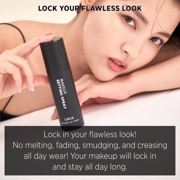 L.O.C.K. Makeup Setting Spray – Makeup Fixing Sealer Spray Mist Lightweight Finish Spray Long lasting Smooth Natural Finishing spray oily skin hydrating face spray. 100ml 3.38 fl oz Clear - Image 4
