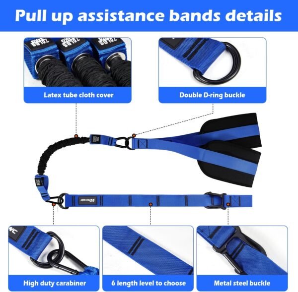 Pull Up Assistance Bands, Adjustable Heavy Duty Resistance Band for Pull Up, 3 Pull Up Bands, Comfortable Fabric Feet/Knee Rest, Assistance Bands for Pull-Up, Home Fitness, Body Stretching, Chin Up - Image 4
