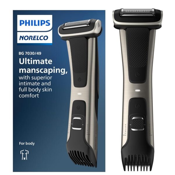 Philips Norelco Bodygroom 7000 Series, Showerproof Groin and Body Trimmer for Men, Precise Body Grooming, Adjustable Comb, Safe Even Below The Belt, 80 Min. Runtime, Model BG7030/49 - Image 2