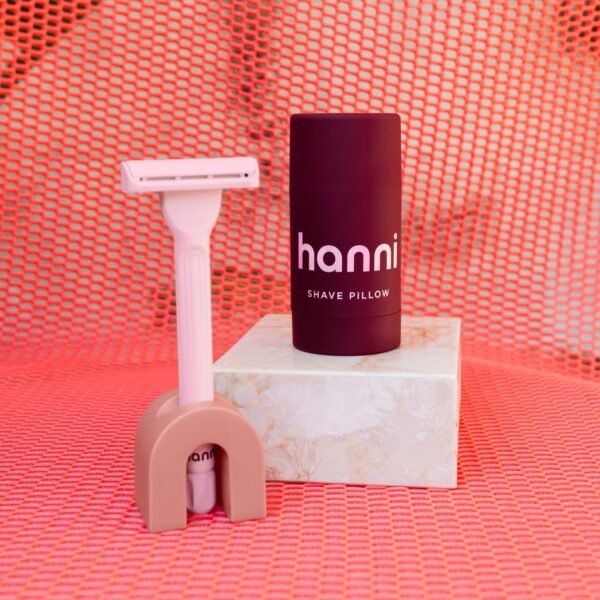 HANNI Shave Starter Set, Saftey Razor with Blades and Shaving Gel, Unisex Grooming Kit for Smooth, Soft Skin, Hair Removal Gift Set for All Skin Types, Blush - Image 5