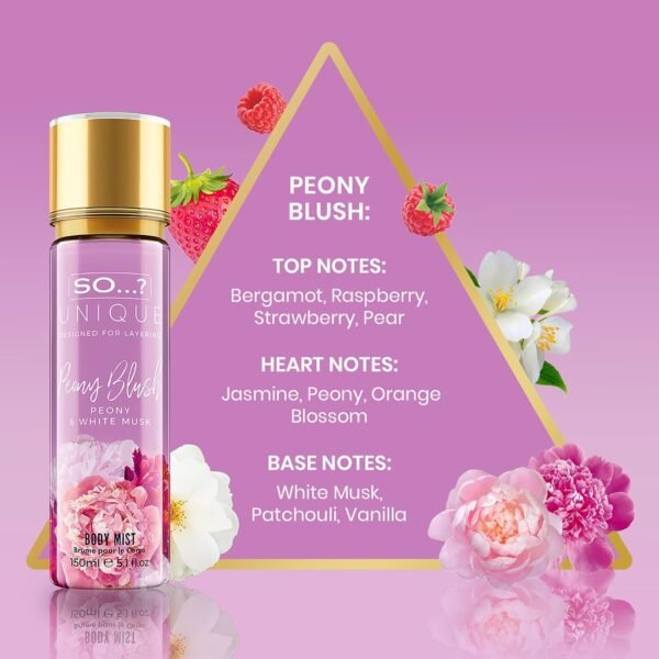 So…?… Unique Peony Blush Body Mist - Floral, Fruity Vanilla Perfume with Bergamot and Pear Notes - Perfume for Women - Body Spray for Women - 5.1 oz - Image 3