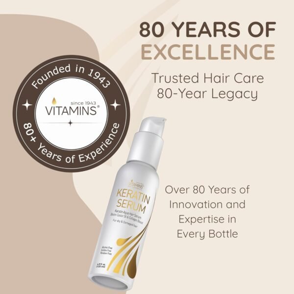 Vitamins Keratin Protein Hair Serum - Anti Frizz Control Hair Oil Repair Treatment - Gloss Shine & Heat Protectant for Frizzy Dry Damaged Locks - Image 5