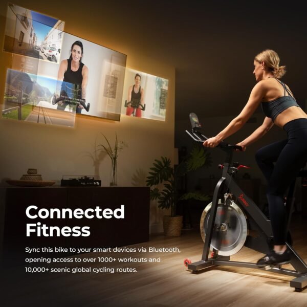 Sunny Health & Fitness Pro Cycling Stationary Bike, 40 LB Flywheel & 4-Way Adjustable Seat for Home Exercise & Indoor Cycle/Cardio Workout, Optional Free SunnyFit App Bluetooth Connection - Image 5