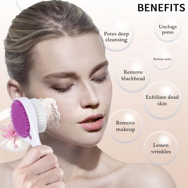 Silicone Exfoliating Face Scrubber, 2 Pack Facial Cleansing Brush Handheld Face Exfoliator Scrubber Double Side Face Brush Cleanser for Deep Cleansing, Blackhead Makeup Removal - Image 6