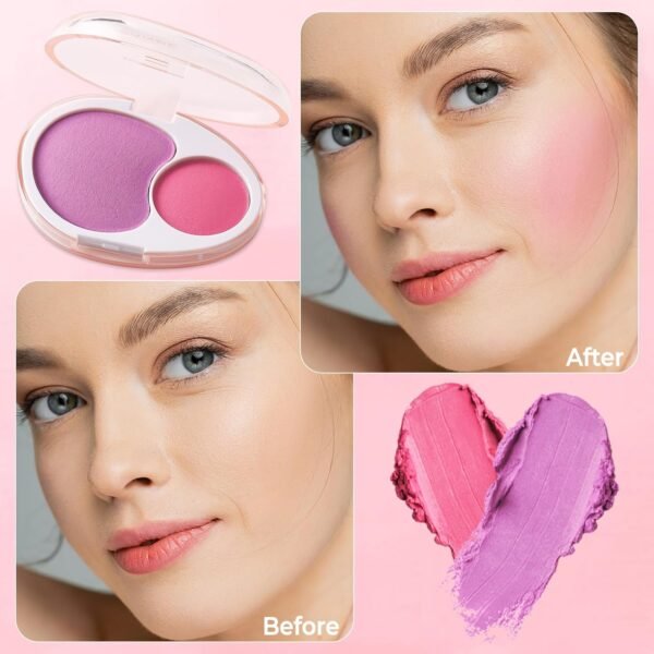 UCANBE Cream Dual Blush for Cheeks: Lightweight Highly Pigmented Blush - Smooth Natural Blush Palette - Long-lasting All-Day Face Makeup Blush（03#Merlot ） - Image 4