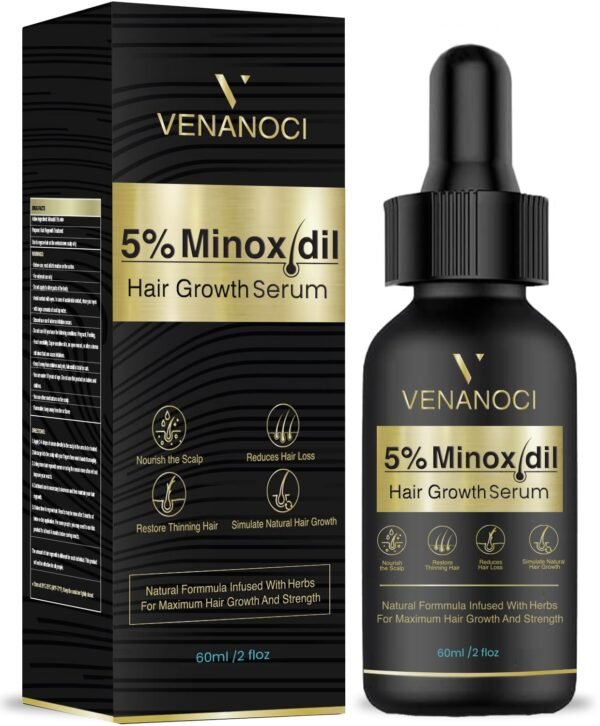 5% Minoxidil Hair Growth for Men and Women: Biotin Hair Growth Serum for Hair Loss, Thinning, and Faster Regrowth Treatment - 60ML - Image 2