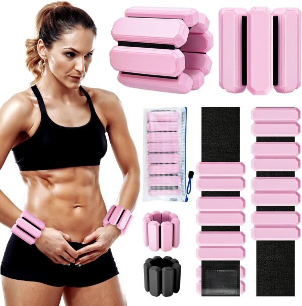 Wrist Ankle Weights for Women, Adjustable Arm Leg Weights Set of 2 (1lb Each), Wearable Weights For Yoga, Gym, Pilates, Barre, Walking, Running, Exercise, Strength Training - Image 2