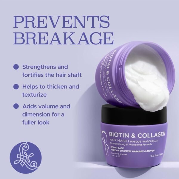 Luseta Biotin Collagen Hair Mask for Dry & Damaged Hair 16.9 Oz, Strengthening & Thickening Treatment for Hair Growth, Deep Conditioning Hair Treatment - Image 4