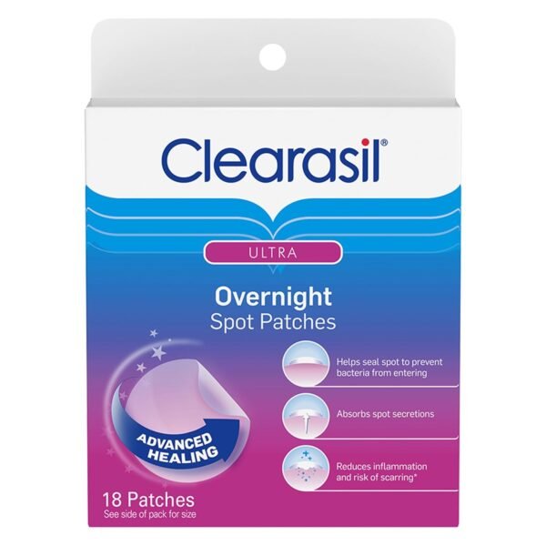 Clearasil Overnight Spot Patches, Advanced Healing Hydrocolloid Acne Pimple Treatment, Blemish Spot Stickers for Face, 18 count - Image 2