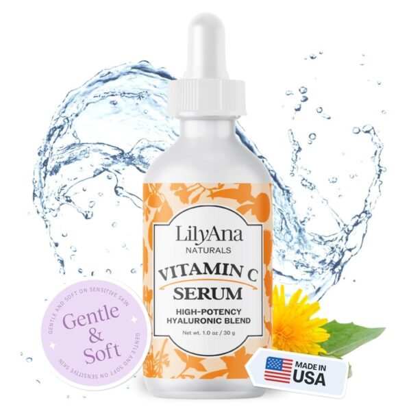 LilyAna Naturals Vitamin C Serum for Face - Face Serum with Hyaluronic Acid and Vitamin E, Anti Aging Serum, Reduces Age Spots and Sun Damage, Promotes Collagen and Elastin (1oz) - Image 2