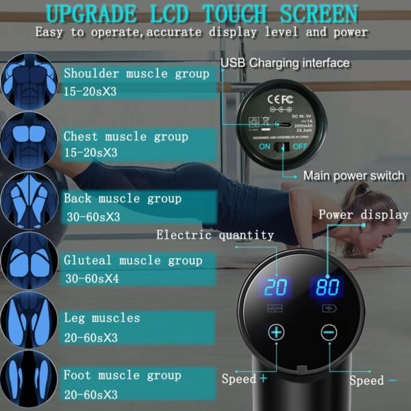 Massage Gun Deep Tissue,Percussion Massager Gun for Athletes Muscle Massage Gun for Pain Relief with 10 Massage Heads & 20 Speeds (Matte Black) - Image 3