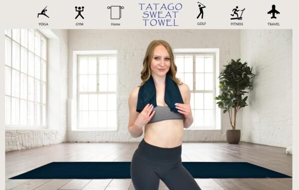 Tatago Hot Yoga Sweat Towel & Hand Towel - Soft & Absorbent, Quick Drying Microfiber, Non Slip for XL Yoga Mat or Gym, Travel Towel 2-Pack - Image 5