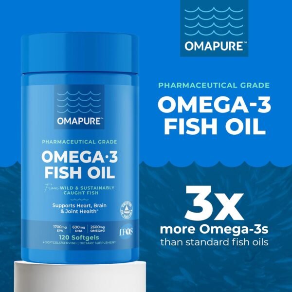 Fish Oil Supplements with Omega 3 Fatty Acids (3 Bottles, 120 Softgels) - High EPA, DHA, & IFOS Fish Oil Pills Support Heart & Joint Health - Burpless Fish Oil Promotes Brain Function - Image 4