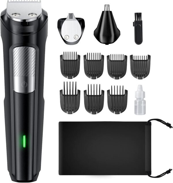 Beard Trimmer Hair Clipper for Men, 13 Piece Men’s Grooming Kit with Cordless Rechargeable Hair & Nose Trimmer Electric Shaver, Stainless Steel Blades for Painless Facial & Body Hair Removal - Image 2