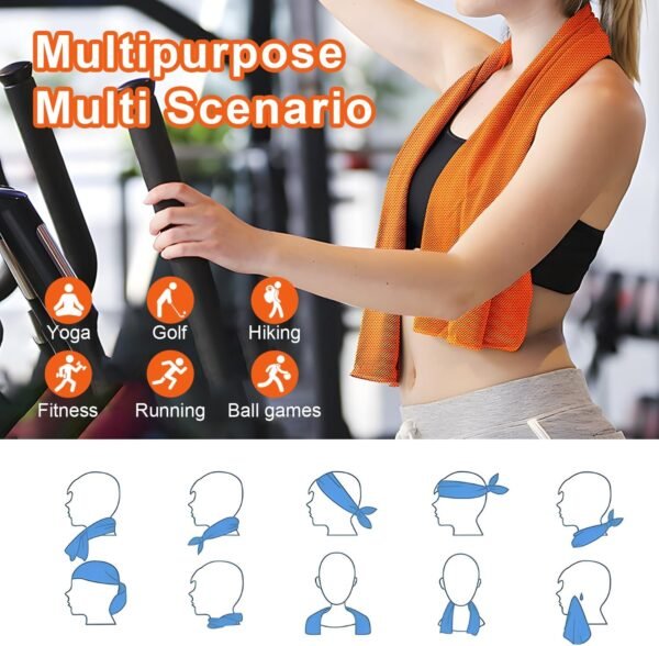 4Pack Cooling Towel (40”x12”), Cooling Towel for Neck and Face, Sweat Towels for Sport, Soft Breathable Gym Sport Towels for Man Woman, Cooling Sweat Rags for Running Workout, Ice Towels Keep Cool - Image 4
