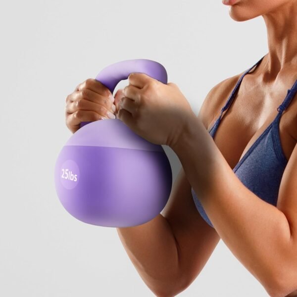 soges PVC One-Piece Kettlebell with Wide Handles, Strength Training Kettlebells 5lb to 35lb Optional for Women of Different Levels, Iron Sand Filled Soft Kettlebell - Image 6
