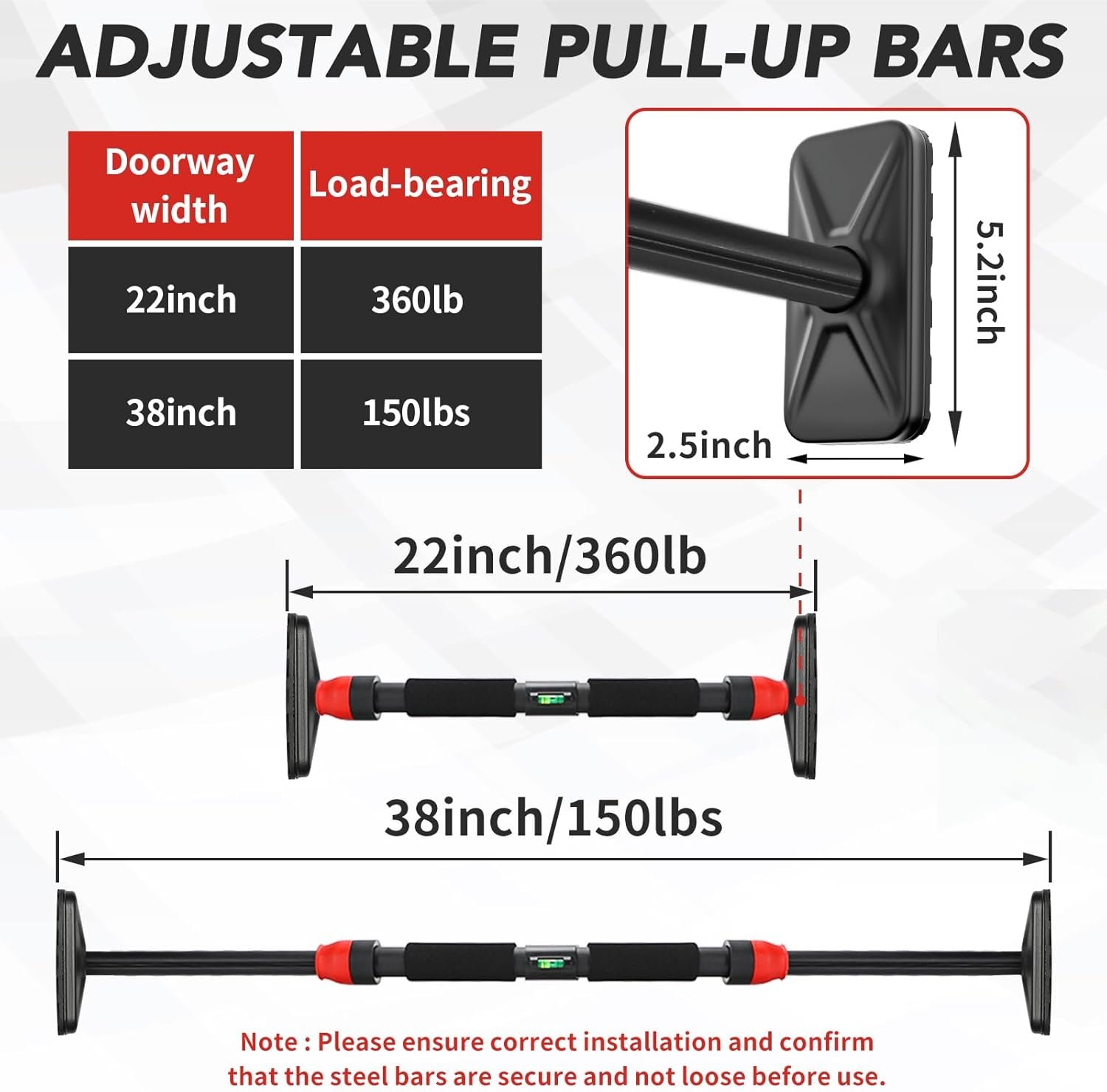 Pull Up Bar for Doorway -Pull Up Bar for Strength Training Chin up Bar without Screws - Pull-Up Bar for Upper Body Workout - Portable Pullup Bars with All Accessories - Image 6