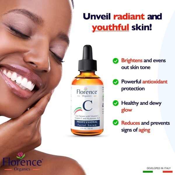 Big 2 Fl Oz. Vitamin C Face Serum. Anti Aging Dark Spot Remover Facial Serum. All-in-One Brightening Vitamin C, Niacinamide, Hyaluronic Acid & Vit E Skin Care Serum for Eye Area, Fine Lines & Wrinkles - Image 7