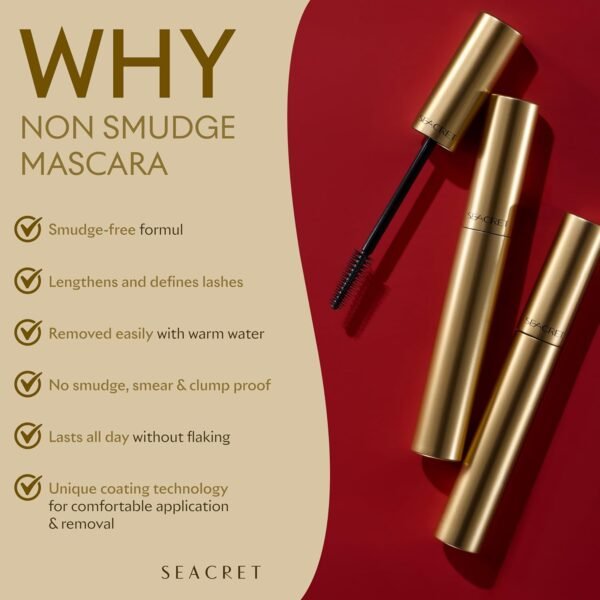 SEACRET Volume Length Mascara - Black Tubing Mascara for Thickening & Non-Smudge Wear, Thickening Mascara, Volumizing Mascara - Image 9